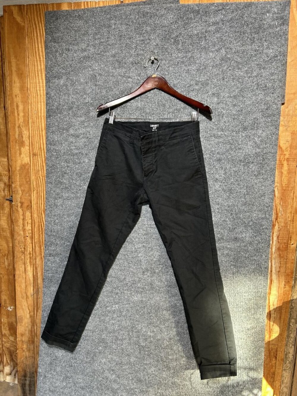Carhartt WIP Sid Pant Mens 31x29 Black Slim Chino Pants Casual Tapered Twill